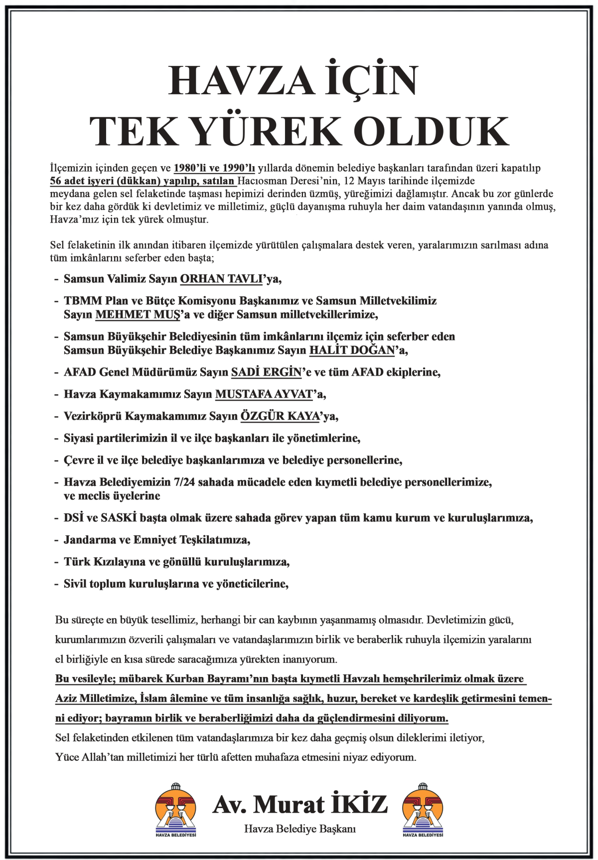 Havza için tek yürek oldular