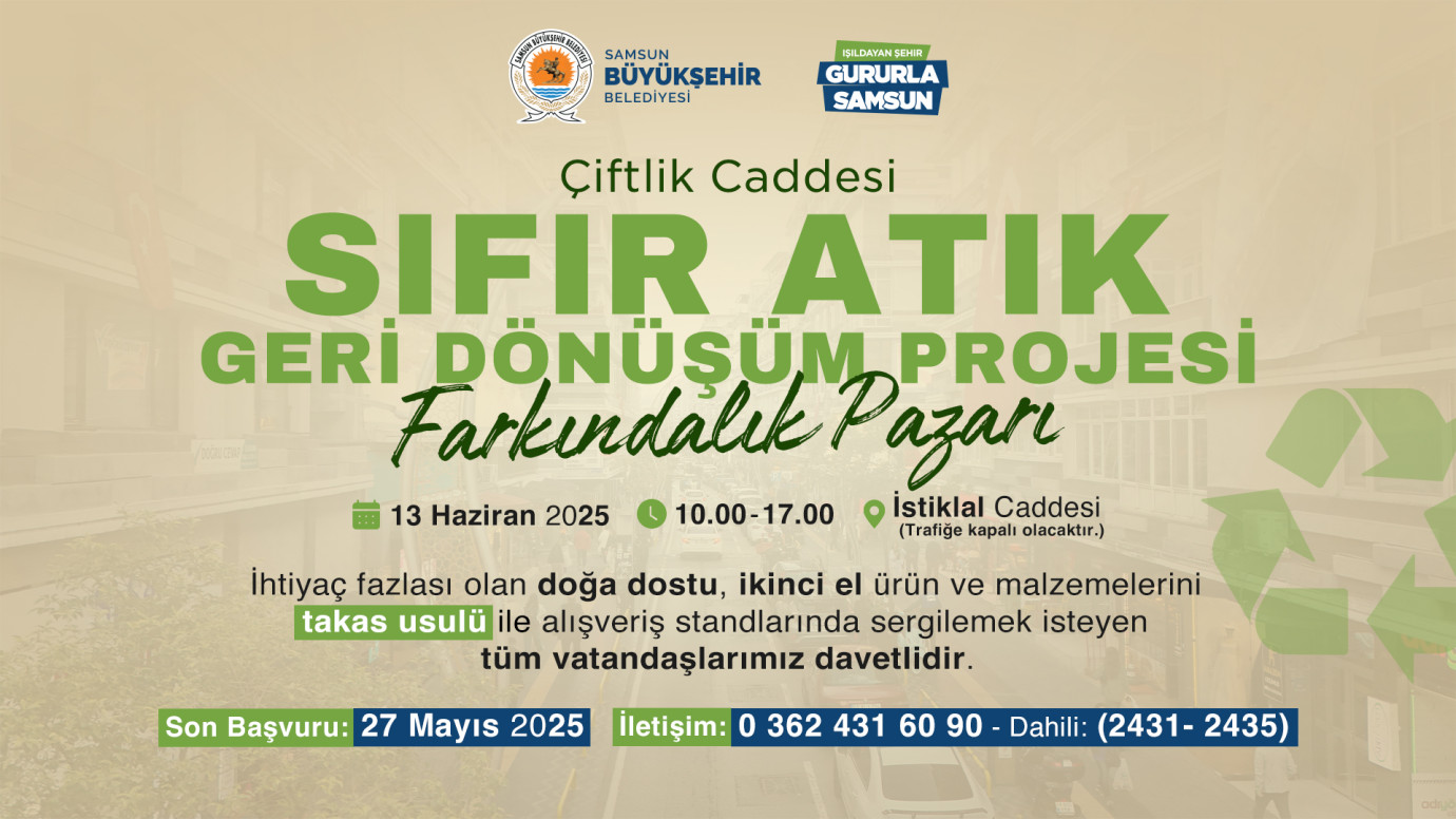 BÜYÜKŞEHİR TARAFINDAN “ÇİFTLİK CADDESİ SIFIR ATIK DÖNÜŞÜM  PROJESİ FARKINDALIK PAZARI” KURULUYOR