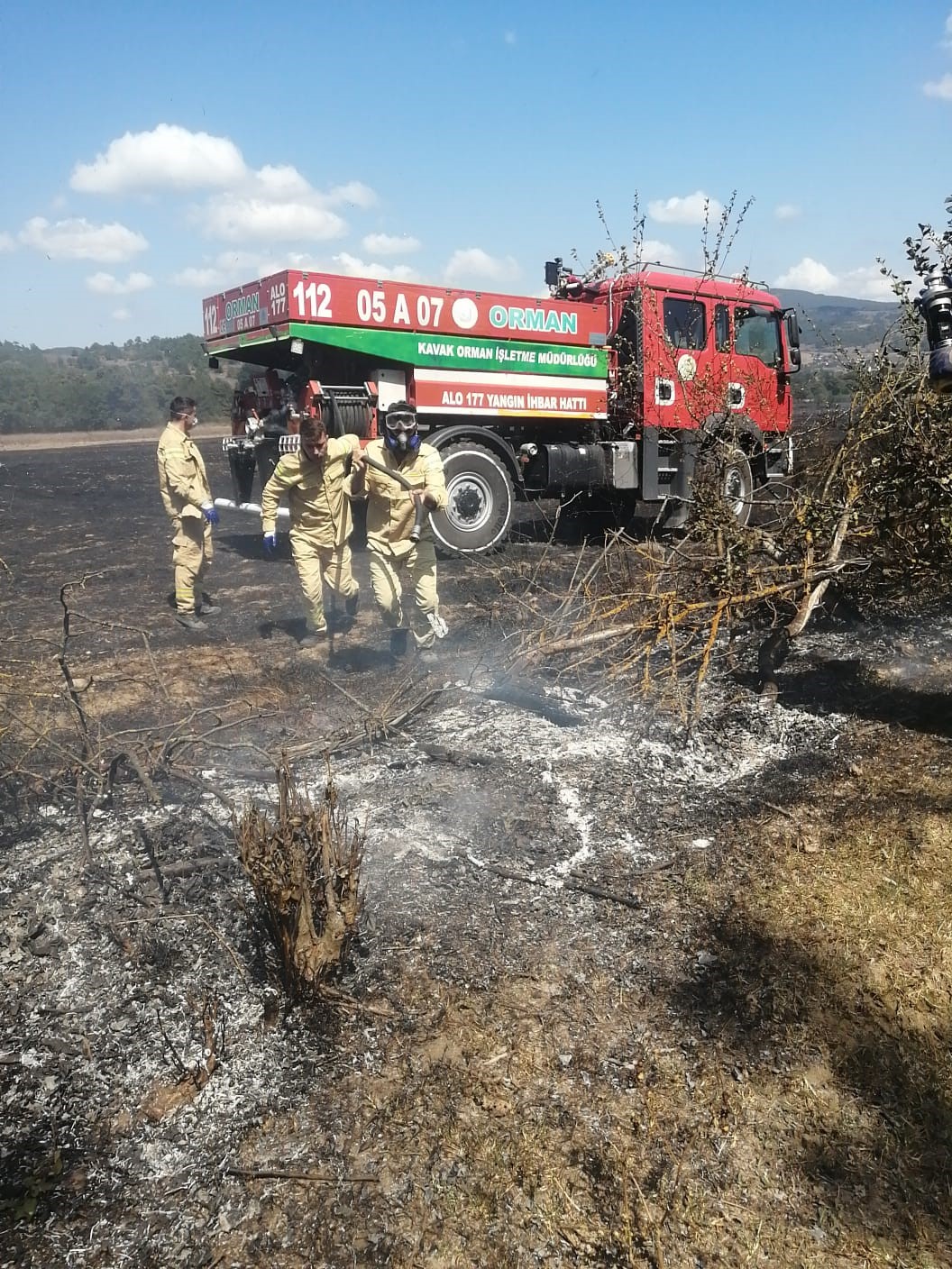 Samsun'da anız yangını ormana sıçramadan söndürüldü