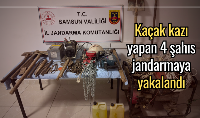 Kaçak kazı yapan 4 şahıs jandarmaya yakalandı