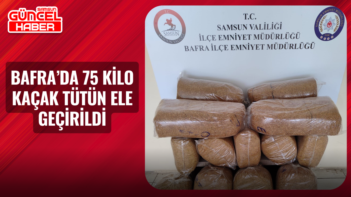 Bafra’da 75 kilo kaçak tütün ele geçirildi