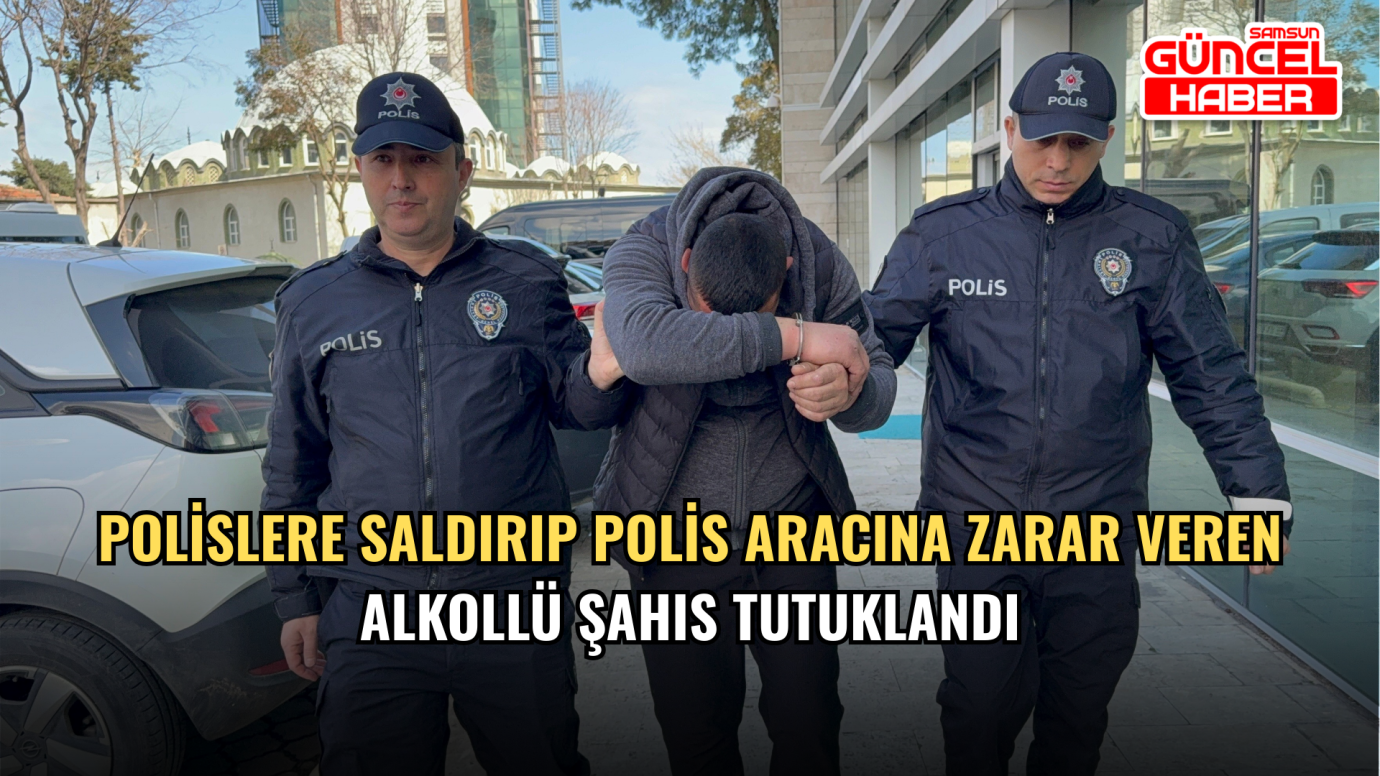 Polislere saldırıp polis aracına zarar veren alkollü şahıs tutuklandı