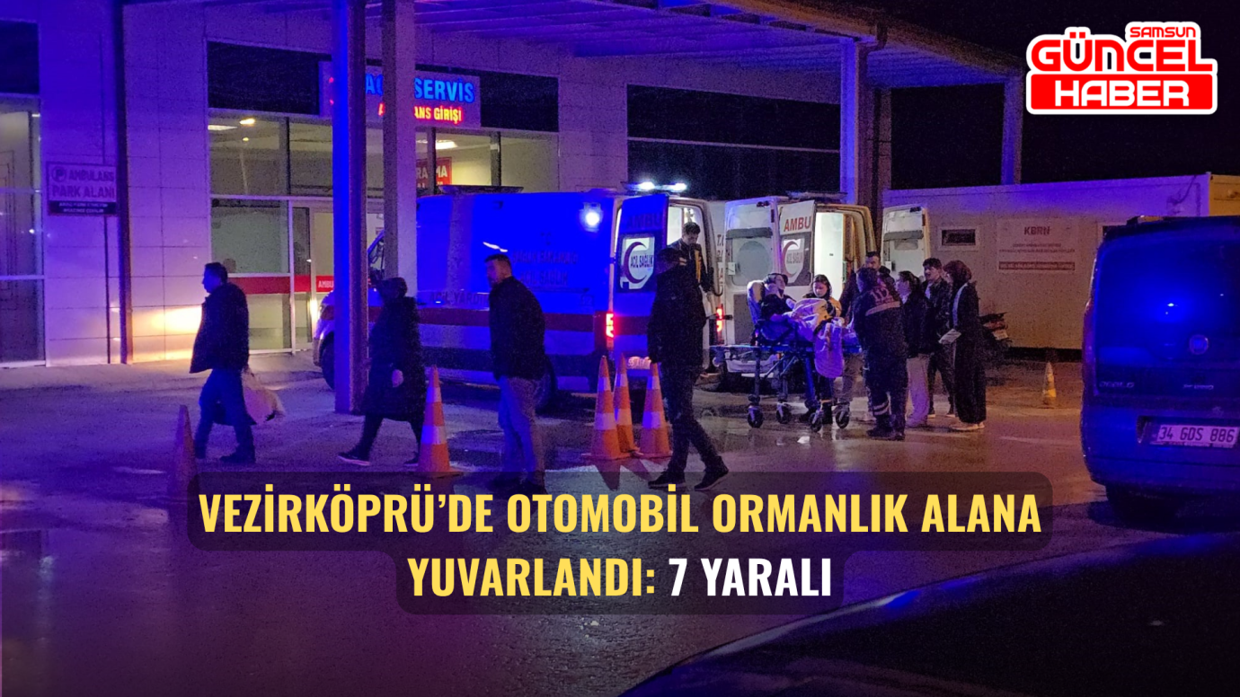 Vezirköprü’de otomobil ormanlık alana yuvarlandı: 7 yaralı