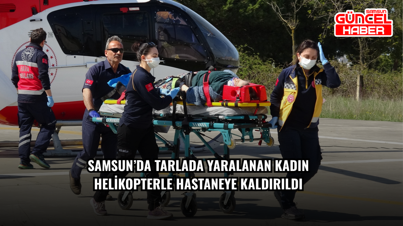 Samsun’da tarlada yaralanan kadın helikopterle hastaneye kaldırıldı