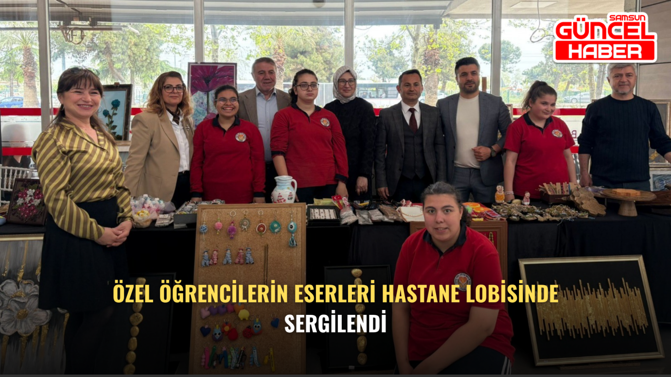 Özel öğrencilerin eserleri hastane lobisinde sergilendi