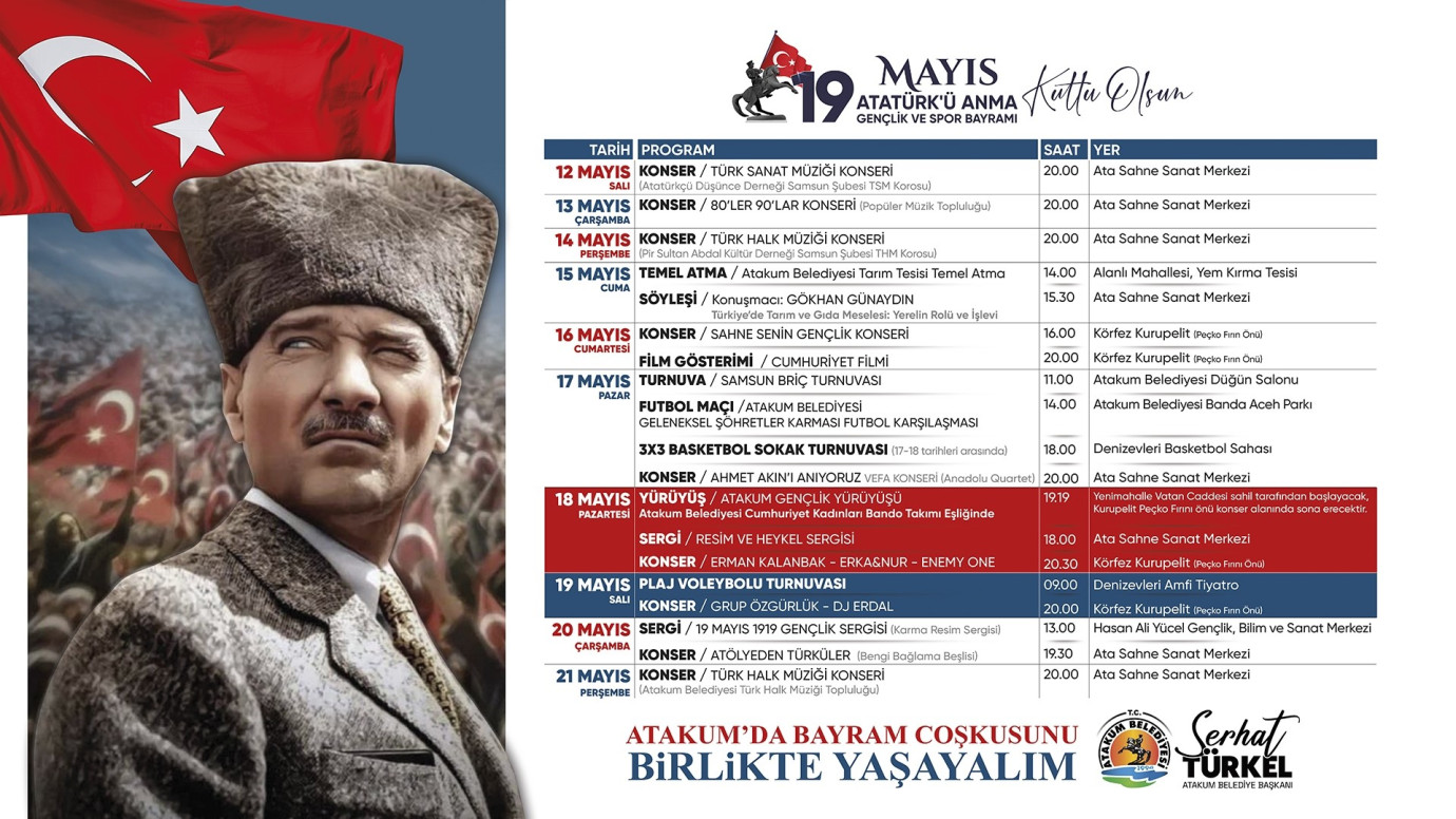 19 Mayıs Coşkusu Atakum’da Bir Hafta Sürecek