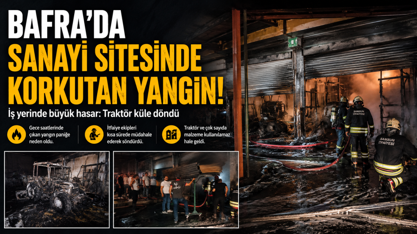 Bafra'da sanayi sitesinde korkutan yangın: İş yerinde büyük hasar