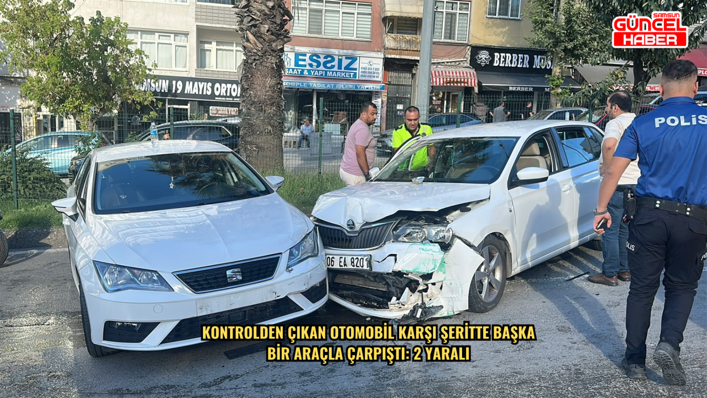  Kontrolden çıkan otomobil karşı şeritte başka bir araçla çarpıştı: 2 yaralı