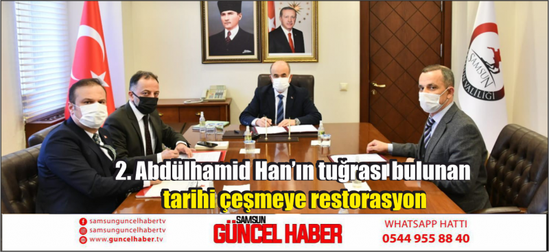 2. Abdülhamid Han’ın tuğrası bulunan tarihi çeşmeye restorasyon