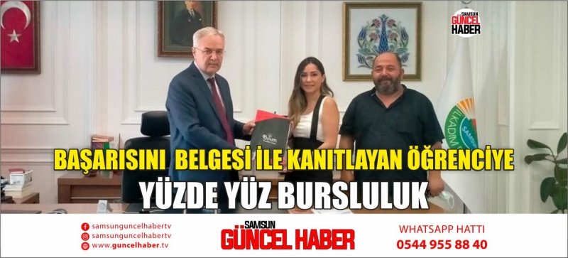 BAŞARISINI  BELGESİ İLE KANITLAYAN ÖĞRENCİYE YÜZDE YÜZ BURSLULUK