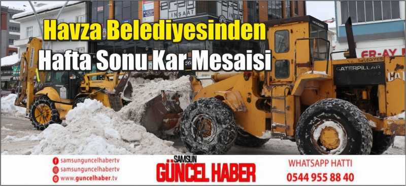 Havza Belediyesinden Hafta Sonu Kar Mesaisi 