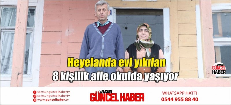 Heyelanda evi yıkılan 8 kişilik aile okulda yaşıyor