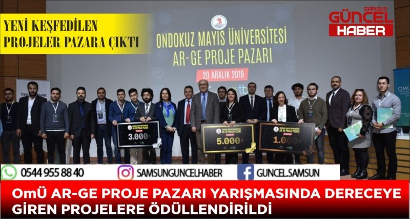 OMÜ AR-GE PROJE PAZARI YARIŞMASINDA DERECEYE GİREN PROJELERE ÖDÜLLENDİRİLDİ