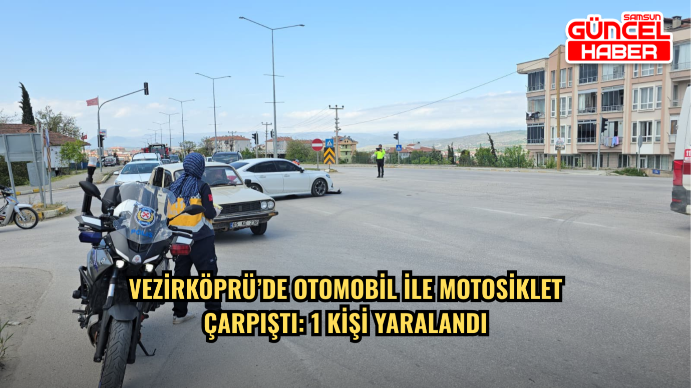 Vezirköprü’de Otomobil ile Motosiklet Çarpıştı: 1 Kişi Yaralandı