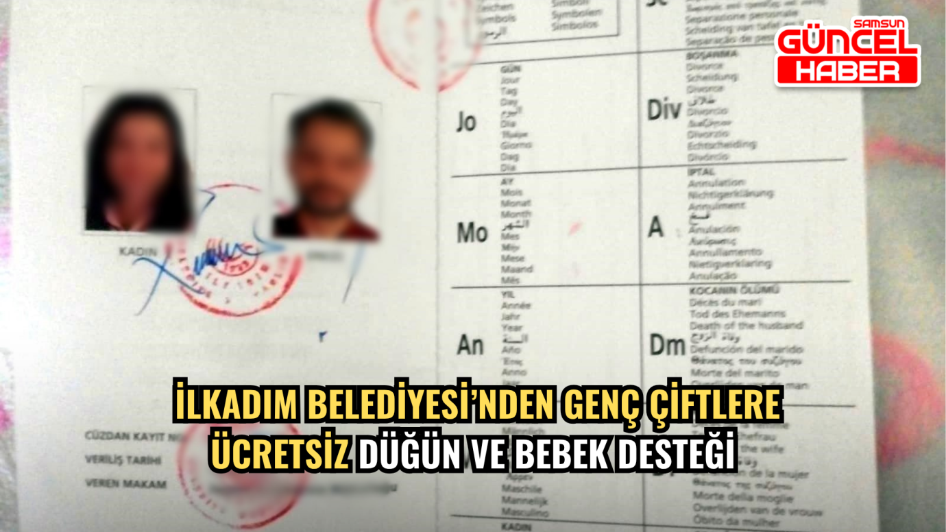 İlkadım Belediyesi’nden genç çiftlere ücretsiz düğün ve bebek desteği