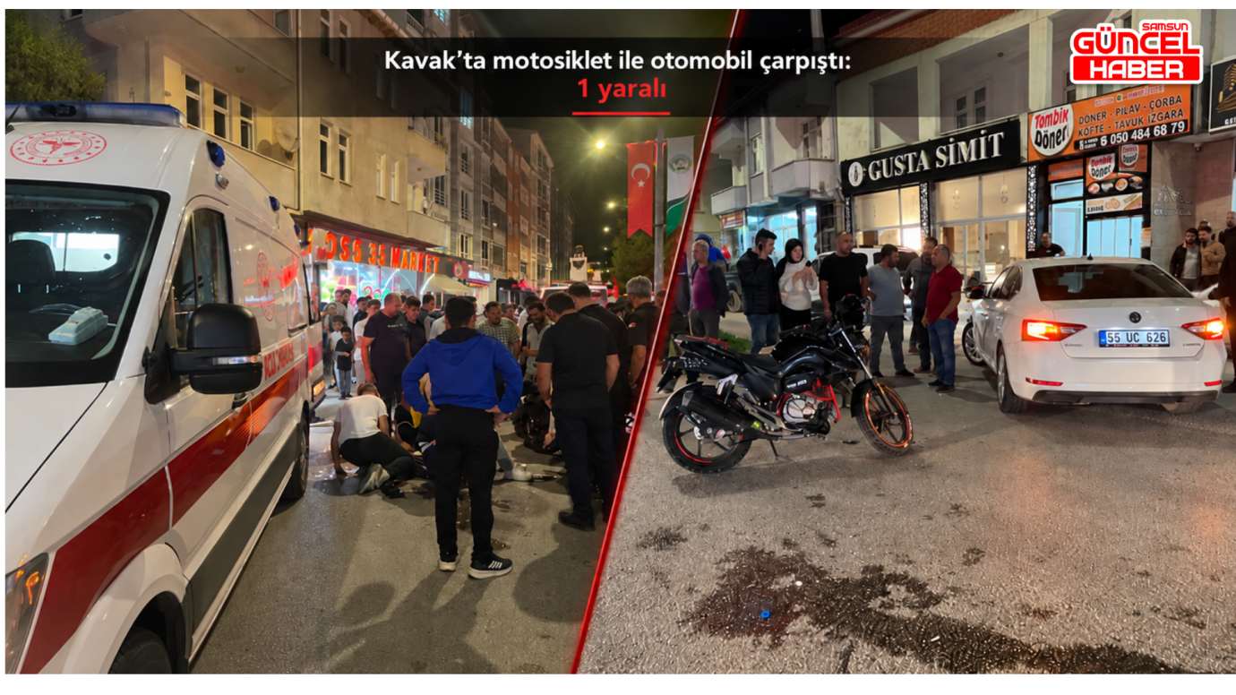 Kavak’ta motosiklet ile otomobil çarpıştı: 1 yaralı