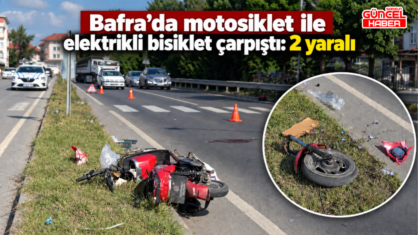 Bafra’da motosiklet ile elektrikli bisiklet çarpıştı: 2 yaralı