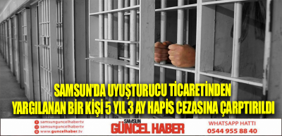 Samsun'da uyuşturucu ticaretinden yargılanan bir kişi 5 yıl 3 ay hapis cezasına çarptırıldı