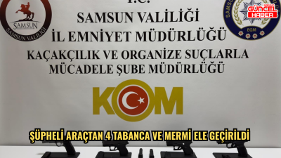 Şüpheli araçtan 4 tabanca ve mermi ele geçirildi