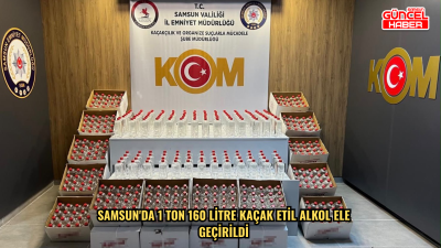 Samsun'da 1 ton 160 litre kaçak etil alkol ele geçirildi