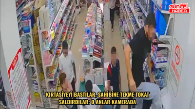 Kırtasiyeyi bastılar, sahibine tekme tokat saldırdılar: O anlar kamerada